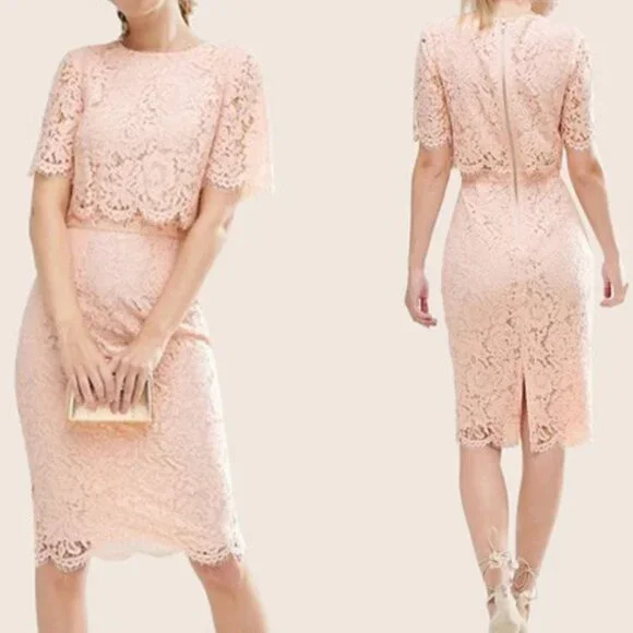 ASOS | Dresses | Asos Lace Crop Top Midi Pencil Dress | Poshmark
